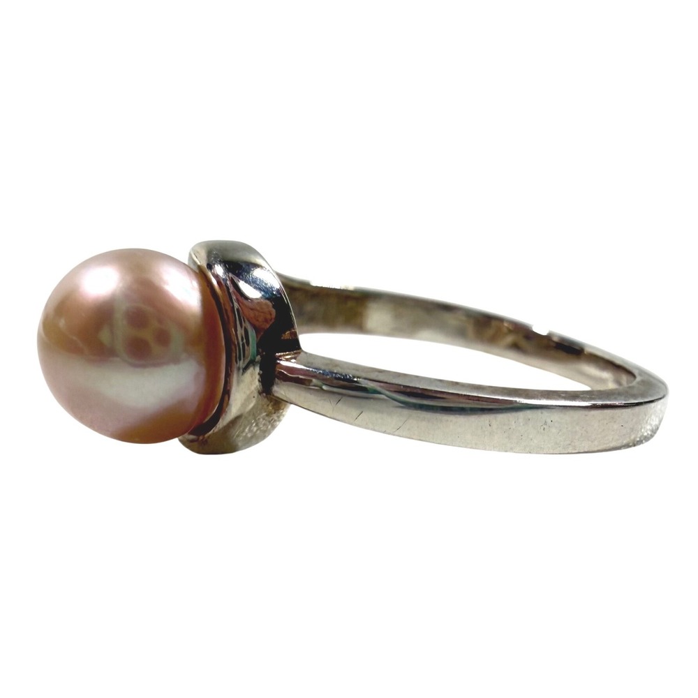 Sterling Silver Pink Cultured Pearl Bypass Infinity Ring Size 6.5 925 STER - Picture 2 of 9